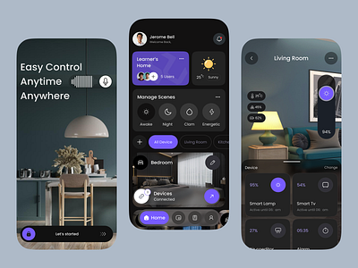Smart Home Control Mobile App UI/UX Design app design automation home home app home control home dashboard home security iot app iot smart mobile mobile ui smart app smart appliance smart home smart living ui