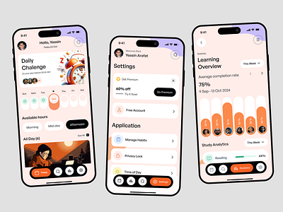 Habit Tracker App app app design application best ui daily routine daily routine planner goal setting habit formation habit journal habit tracker health tracker mobile modern ui productivity productivity app task management to do list ui design ui ux uiux