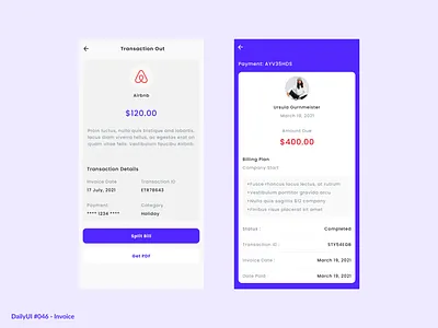 Invoice challenge daily dailyui design invoice minimal purple simple ui ux