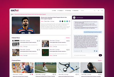 Sachai – Enhancing User Experience for News Reading 📰✨ news news app news figma ui news mobile ui news ui news ui ux news web platform news web ui news website ui ux web news app