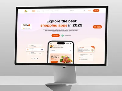 Grocery Landing Page UI/UX cleanui designinspiration dribbble ecommerce landing page figmadesign freshdesign groceryapp herobanner herosection landingpage landingpage2025 minimalui mobile app productlandingpage responsivedesign trend2025 uidesign uxdesign webdesign