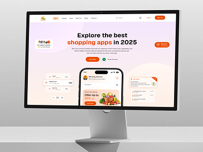 Grocery Landing Page UI/UX cleanui designinspiration dribbble ecommerce landing page figmadesign freshdesign groceryapp herobanner herosection landingpage landingpage2025 minimalui mobile app productlandingpage responsivedesign trend2025 uidesign uxdesign webdesign