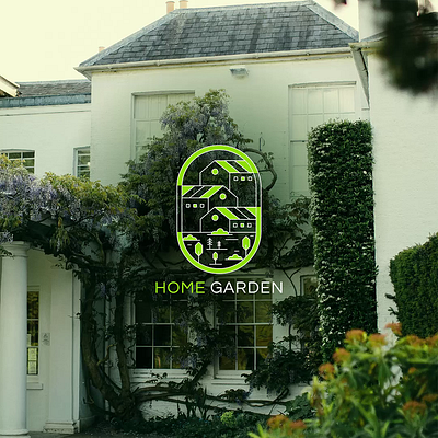 HOME GARDEN: Minimal Line Art Logo with House, Trees & Clouds brand identity branding design design logo flat graphic design icon illustration line line art logo logo design logos logotype minimal modern simple timeless unique