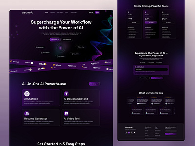 AI Generate Landing page | AI Platform, SaaS Concept | Home page ai animation graphic design home page landing page modern saas ui uiux ux web website
