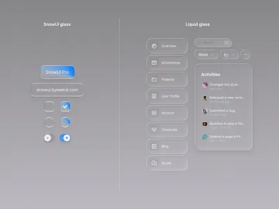 SnowUI glass design system ui design