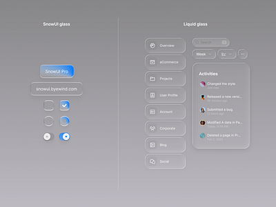 SnowUI glass design system ui design