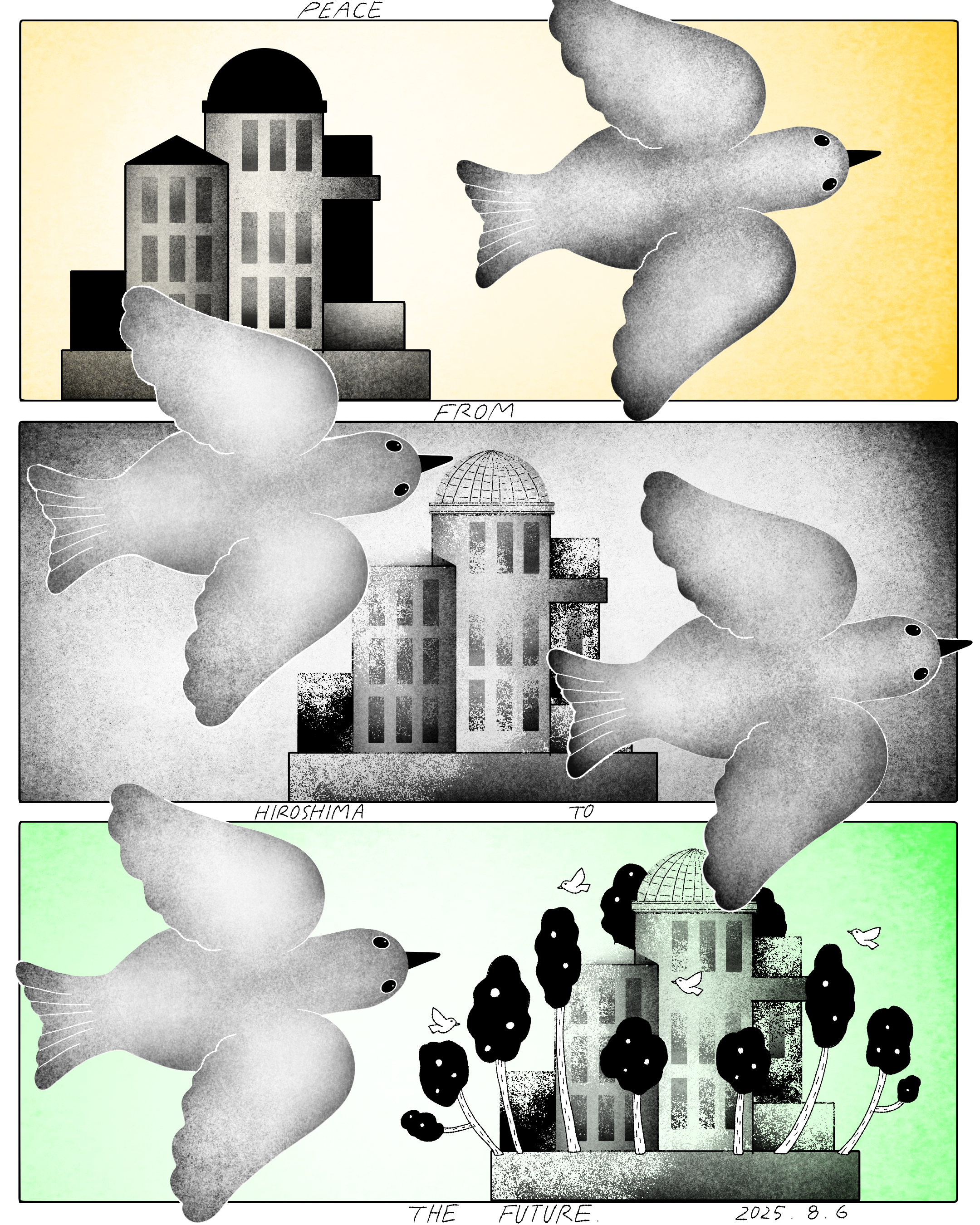 Peace from Hiroshima to the future 2dillustration bird design editorial illustration graphic design hiroshima illustration peace