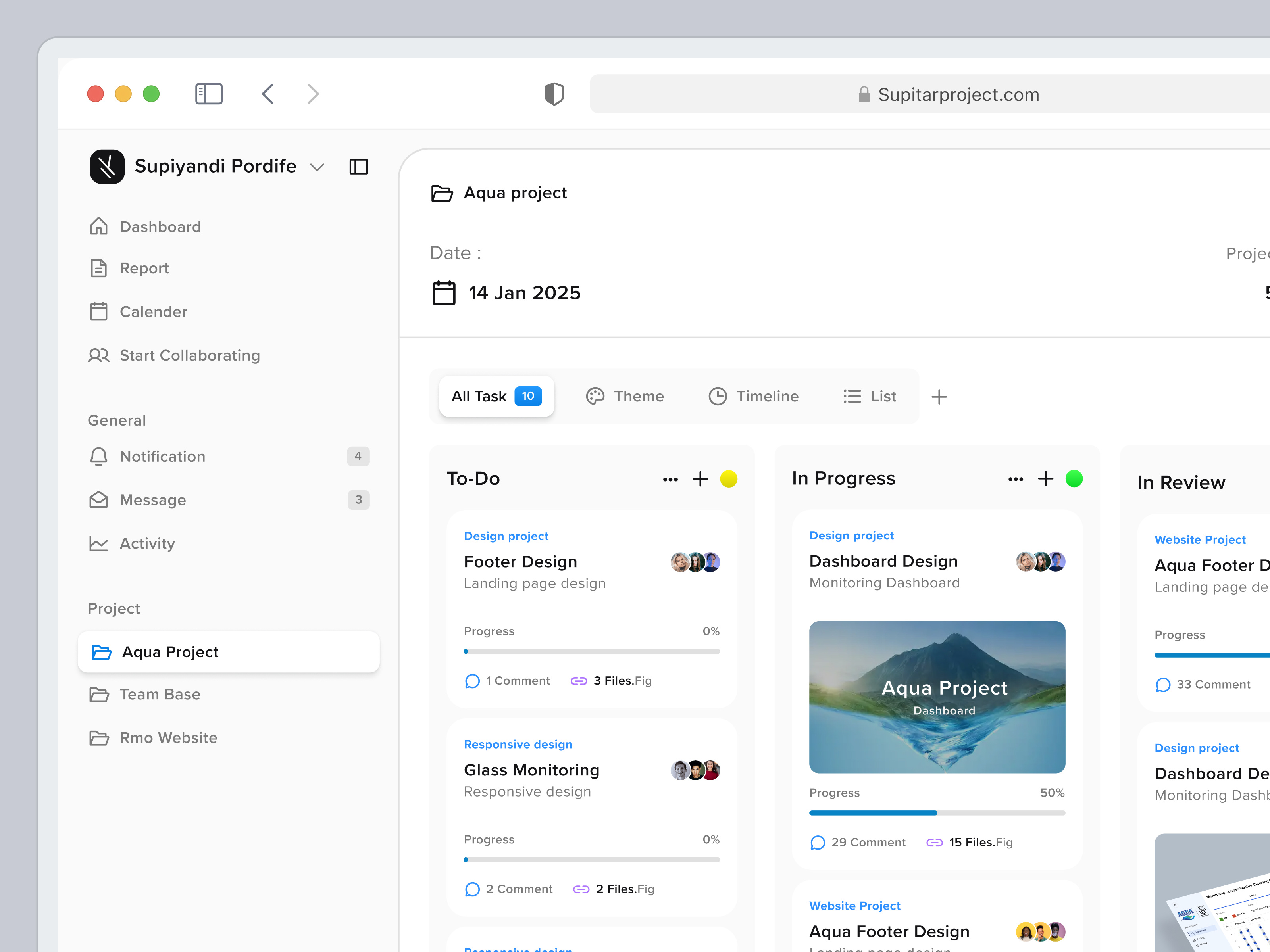 Project management - Pordife copy link dashboard kanban product project saas ui ui design user interface