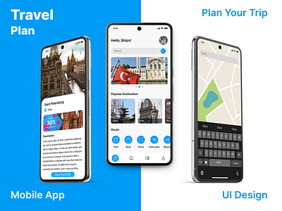 Travel Plan Mobile App - UI Design dribbbleshot figma mobileapp travelapp travelui tripplanner ui uiapp uidesign