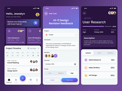 Project Management App Design design graphic design hr productivity project management task team teamwork to do typography ui ux