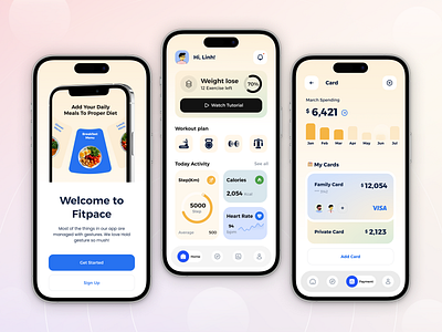 Fitpace – Fitness Tracking App UI app app design app ui ecommerce figma figma designer finance fitness app fitness app design fitness mobile app fitness tracking app mobile app mobile apps mockup ui tracking app ui uiux uiux designer ux webapp