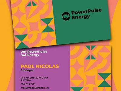 Bold & Vibrant Business Card Design – PowerPulse Energy brand branding business business card card creative geometric identity modern