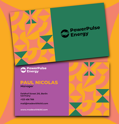 Bold & Vibrant Business Card Design – PowerPulse Energy brand branding business business card card creative geometric identity modern