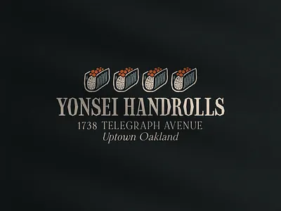 Yonsei Handrolls: Brand Lockup brand branding custom logo handmade logo handrolls japanese lockup logo logotype restaurant sushi yonsei