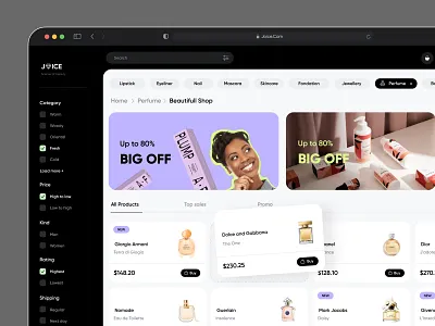 Perfume Shop Dashboard admin beauty cosmetics dark dashboard design figma makeup minimal panel perfume ui ux web webapp website