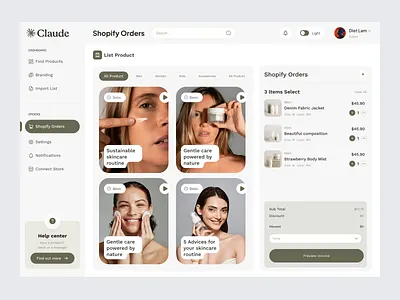E-commerce - Shopify Orders page dashboard ui e commerce ecommerce website fashion brand marketplace online shopping order dashboard order list order management order page product cart saas design shopify shopping app store ui ux web app