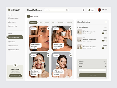 E-commerce - Shopify Orders page dashboard ui e commerce ecommerce website fashion brand marketplace online shopping order dashboard order list order management order page product cart saas design shopify shopping app store ui ux web app