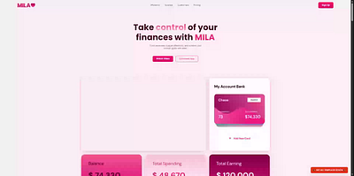 Mila - website for financial apps and SaaS platforms branding figma framer landing page saas ui web design webflow