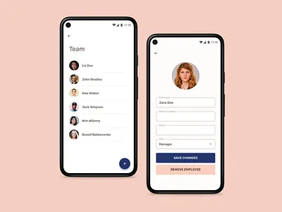 Team Management UX android edit user profile employee ui employee ux management mobile app scheduling team team list team management team management ui team management ux team member team members team ui ui user form user profile ux