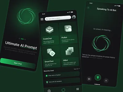 AI CHATBOT ai app aichatbot app design homescreen mobile app mobile app design