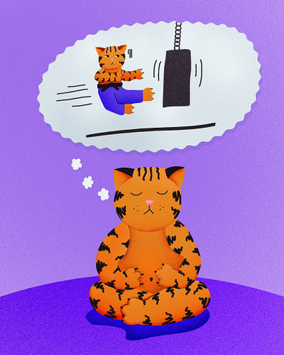 Mindfullness art cat editorial illustration flat illustration graphic design illustration mindfulness vector illustration yoga