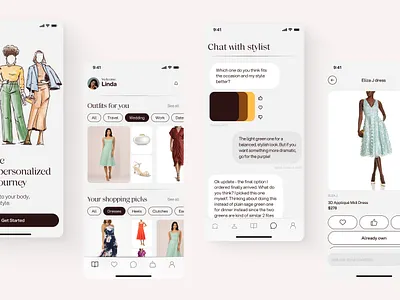 AI Fashion app | UI/UX ai app android app branding clean e commerce app fashion app fashion tech graphic design ios app mobile app mobile app design outfit generator style recommender trend prediction ui ui research uiux user interface design ux virtual stylist