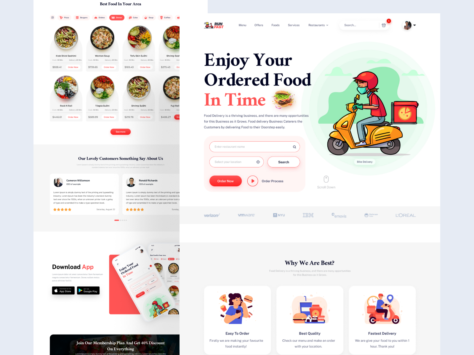 Example of Food Delivery Website UI UX Design