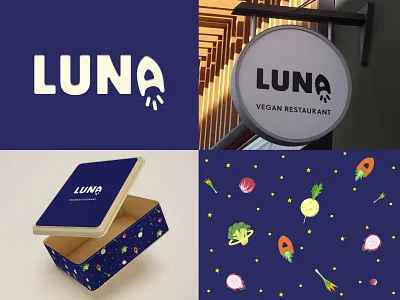 Luna Logo v1 branding food illustration logo vector vegan food