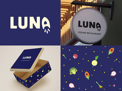 Luna Logo v1 branding food illustration logo vector vegan food