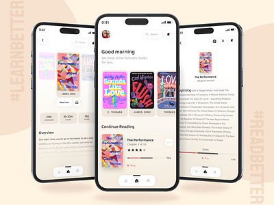Read, Play, Repeat - App Concept app redesign concept audiobook app clean interface design digital library app ebook app minimal app ui minimal design mobile app ui mobile ui design modern ui product design reading app reading experience ui uiux ux case study