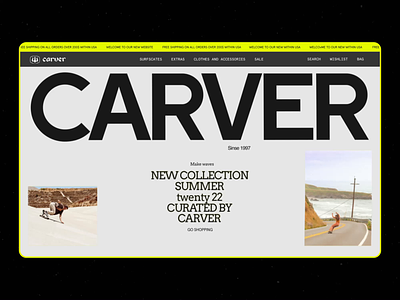 CARVER skateboards / E-commerce website redesign animation design minimal ui ux web