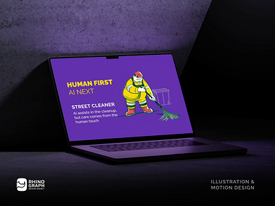 Animated Sweeper Character 3d animation app design character design graphic design hero section illustration illustrator jobs landing motion motion graphics motion ui rhinograph sweeper ui ui design vector website design