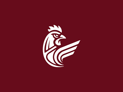 Modern minimal rooster logo animal bird bold chicken clean farm geometric head maroon minimal modern premium rooster stylish