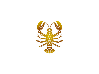 Lobster Engineer logo– Futuristic Crustacean logo aquatic bold brown crustacean engineer futuristic gradient legs lobster marine mechanical robotic seafood symmetrical tail yellow