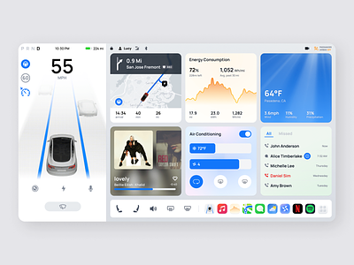 Tesla Dashboard Redesign Concept animation app app design design graphic design interaction design motion graphics product design redesign tablet ui design ux design uxui design visual design
