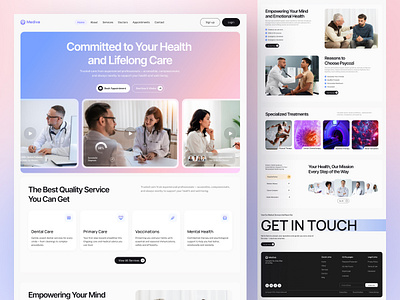 Mediva - Modern Healthcare Website - Clinic Website Design clinic clinic website template doctor appointment doctor website gradient healthcare health care service health saas design health wellness healthcare landing page healthcare website hospital web design jabel medical platform medical services design medical website mental health web modern medical website online appointment system patient dashboard telehealth platform