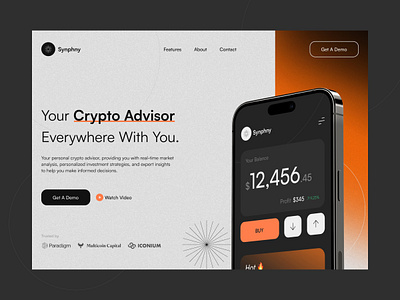 Synphny: Landing page UI concept app crypto dao dao platform fintech landing page mesh gradient minimal nft product startup trend ui ux visual identity web design web3 web3.0 website