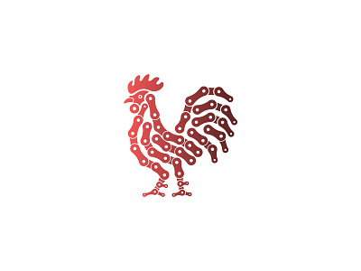 Chain Rooster logo – Industrial Avian animal bird bold chain creative emblem food gear gradient head industrial legs mechanical red restaurant rooster strong tail unique vector