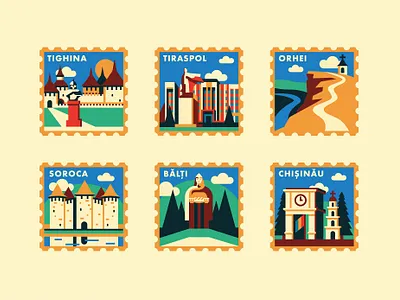 City Stamp Illustrations branding buildings city colorful composition design graphic design illustration landscape line logo minimalist simple skyline stamp vector