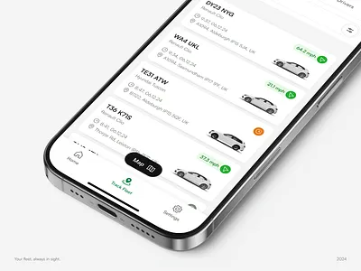Quartix Tracking Mobile App Redesign 3d bottom navi car clean design fleet list map mobile app modern search swiss design tracking ui ux vehicle white
