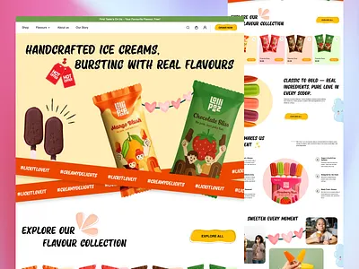 Landing page for Icecream Brand colortheory dailyui figmadesign foodbranding foodieui icecream landingpage logo ui ui design uidesi uidesign uiinspiration uiux userexperience userinterface ux webdesign webdesigninspiration
