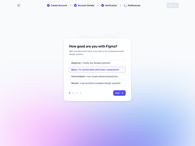 Multi-Step Onboarding – Skill Level Selection UI