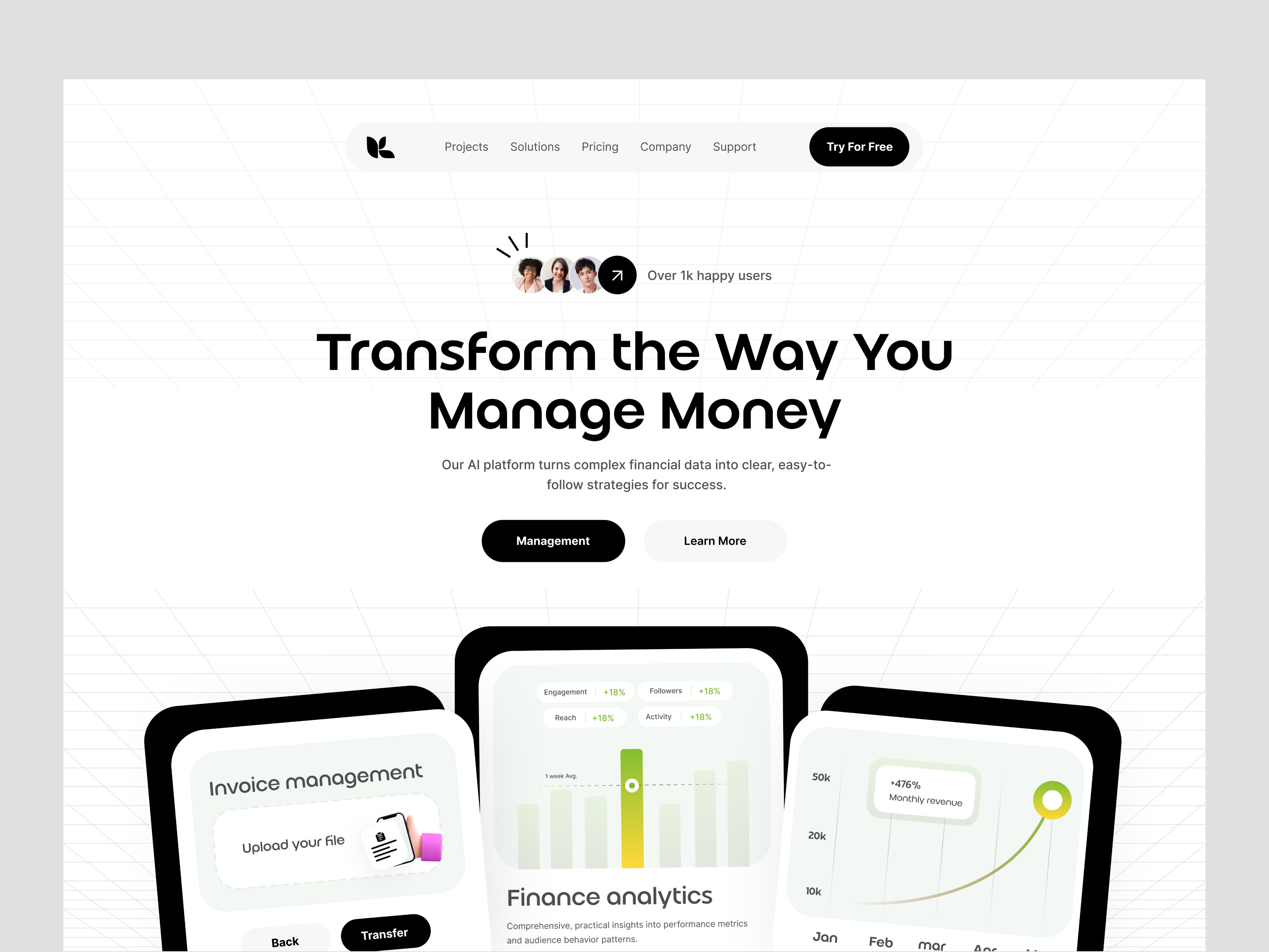 Finance landing page banking banking app clean design clean ui finance app finance landing page financial fintech home page homepage landing landingpage minimalism money simple ui web design webdesign website
