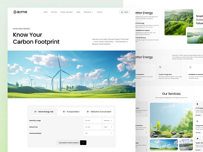 Carbon Footprint Calculator – Clean Energy Web Design carbon footprint carbon tracker clean energy eco calculator eco friendly design eco website energy calculator energy efficiency environment design green tech green website landing page modern web ui renewable energ responsive design sustainability sustainability platform ui design ux design web design