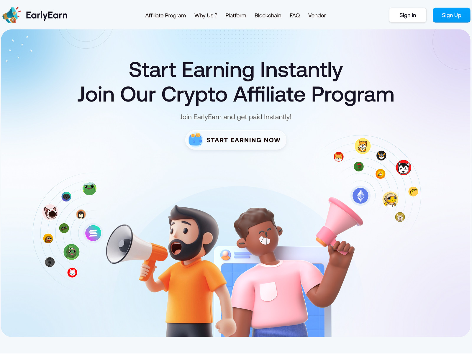 EarlyEarn – Crypto Affiliate Program Landing Page Design by Shahriar Sohag  on Dribbble