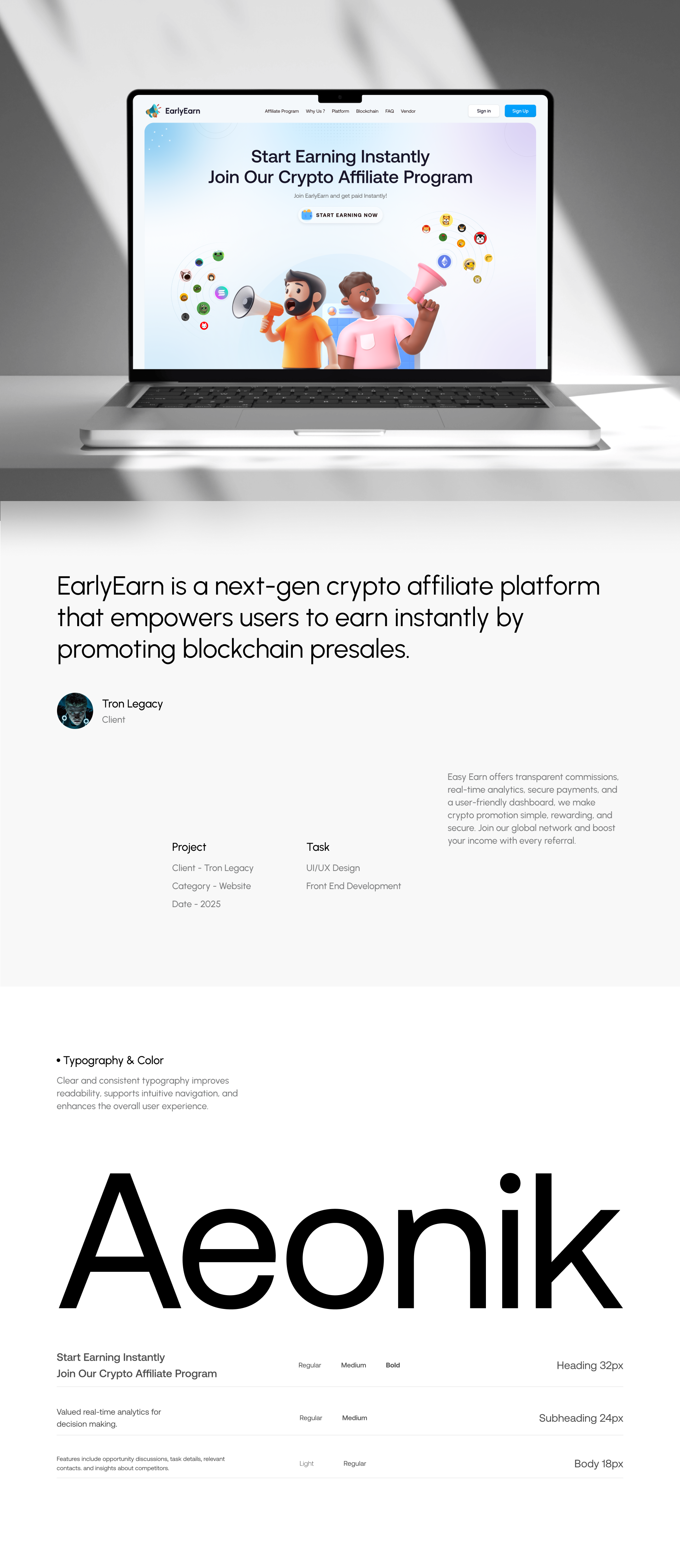 EarlyEarn – Crypto Affiliate Program Landing Page Design by Shahriar Sohag  on Dribbble