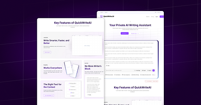 QuickWrite AI - AI Landing page chat ai chat app design artificial intelligence design inspiration elegant design figma design graphic design high end portfolio landing page ai landing page design modern design saas landing page saas website ui website design website responsive