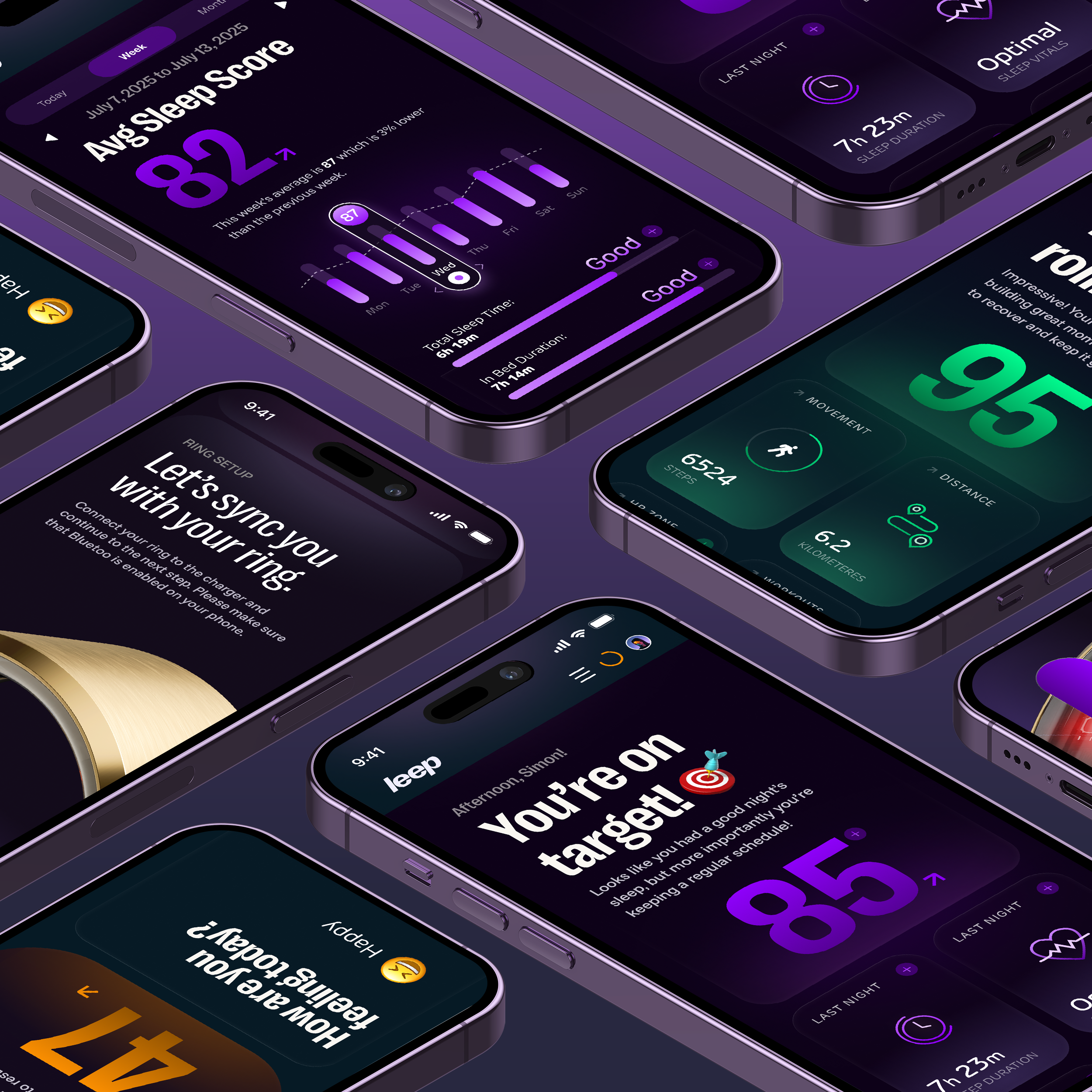 Leep Ring app design health intelligent interactive interface oura product design sleep smart product ui wellness