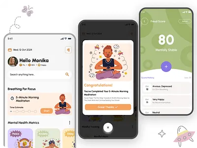 Mindfulness & Mental Wellness App calmui creativedesign dailydesign dailymeditation dribbble figmadesign mentalhealth mentalhealthapp mindfulness mobileapp productdesign ui ux uxinspiration wellnessdesign