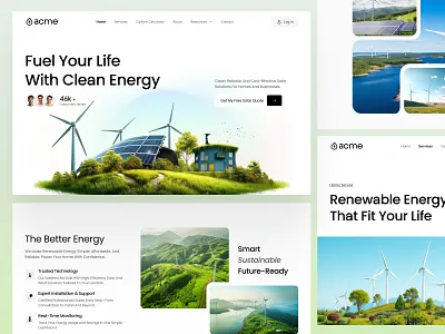 Clean Energy Web Design – Renewable Power Solutions clean energy climate action eco design eco friendly web energy efficiency environmental web green energy green tech ui landing page modern ui design renewable energy solar power sustainability sustainable living ux design web design wind energy site wind power